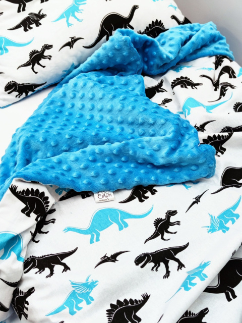 Kocyk w Dinozaury Turkusowe z minky Azure Kocyk w Dinozaury Turkusowe z minky Azure