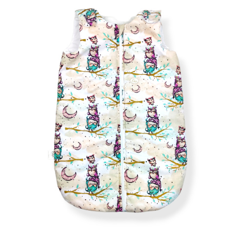 Śpiworek do spania - Sówki ze Złotkiem z białym