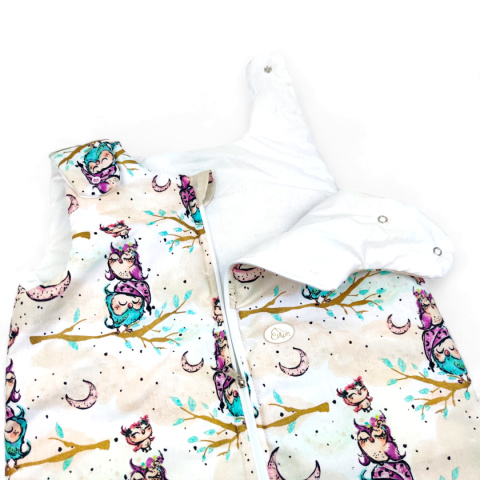 Śpiworek do spania - Sówki ze Złotkiem z białym