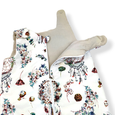 Śpiworek do spania - "Leśne Łapacze" Premium z muślin Lniany